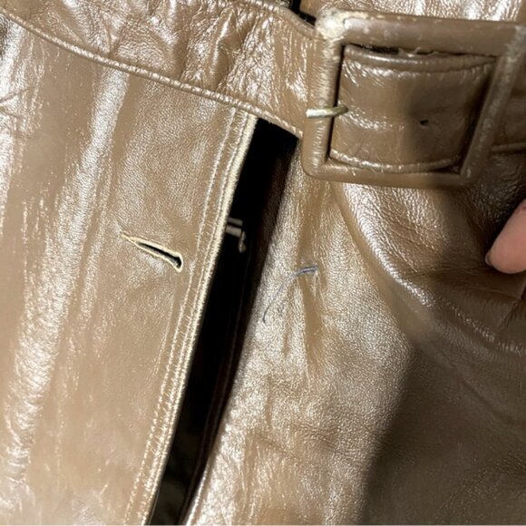 Vintage Brown Leather Belted Jacket XS - Picture 8 of 14